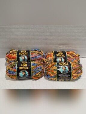 Lion Brand Boucle Taffy Yarn Lot Of 4 Skeins